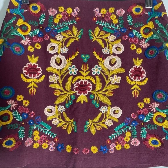 Altar’d State Burgundy Floral Embroidered Mini Multi-Color Back Zipper Size XS. - Picture 7 of 14